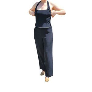 Vintage Jones New York Backless Halter Top Jumpsuit Size 8 Black